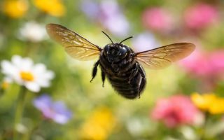 insecte-noir-vol-jardin-ensoleille