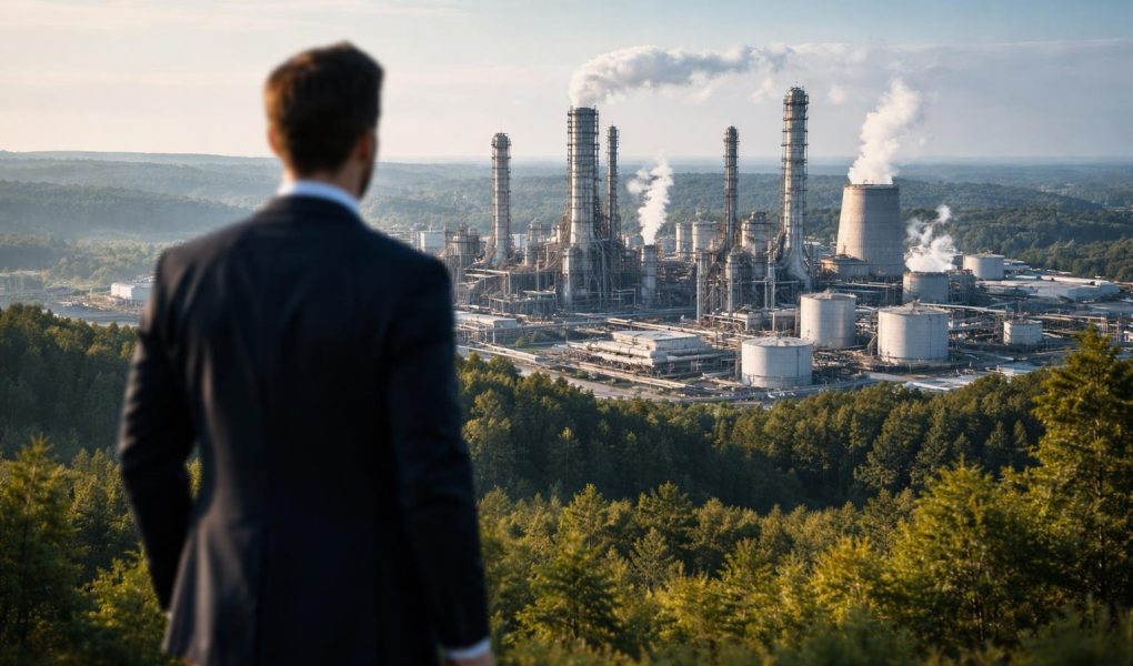 homme-affaires-usine-paysage-verdoyant