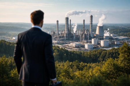 homme-affaires-usine-paysage-verdoyant