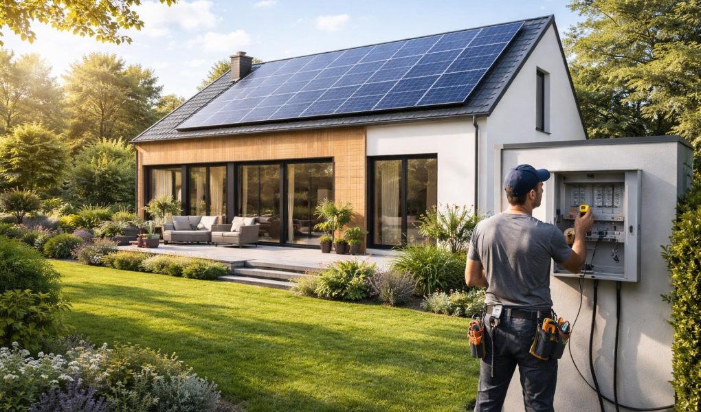 maison-moderne-panneaux-solaires-jardin