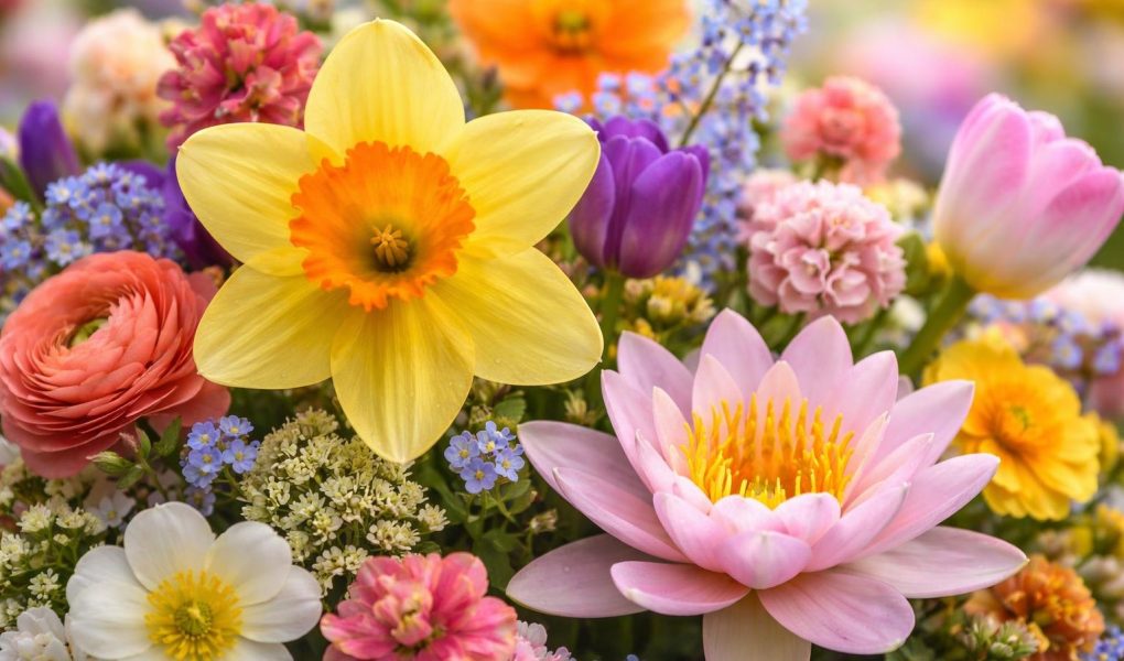 fleurs-colorées-narcisse-nénuphar-textures