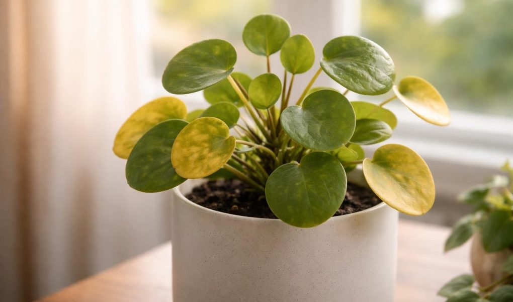 plante-pilea-pot-moderne-fenetre-floue