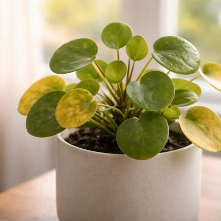 plante-pilea-pot-moderne-fenetre-floue