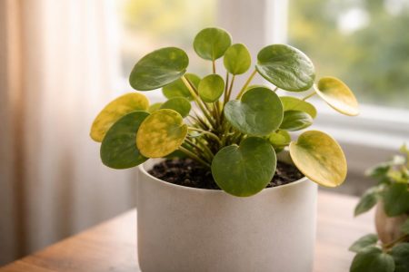 plante-pilea-pot-moderne-fenetre-floue